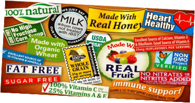 Packaged proprietary foods with labels on ingredients and safety standards.