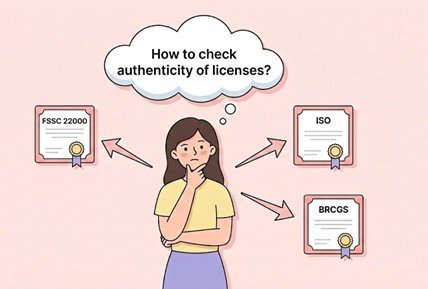 How to verify the authenticity of food safety licenses and certifications.