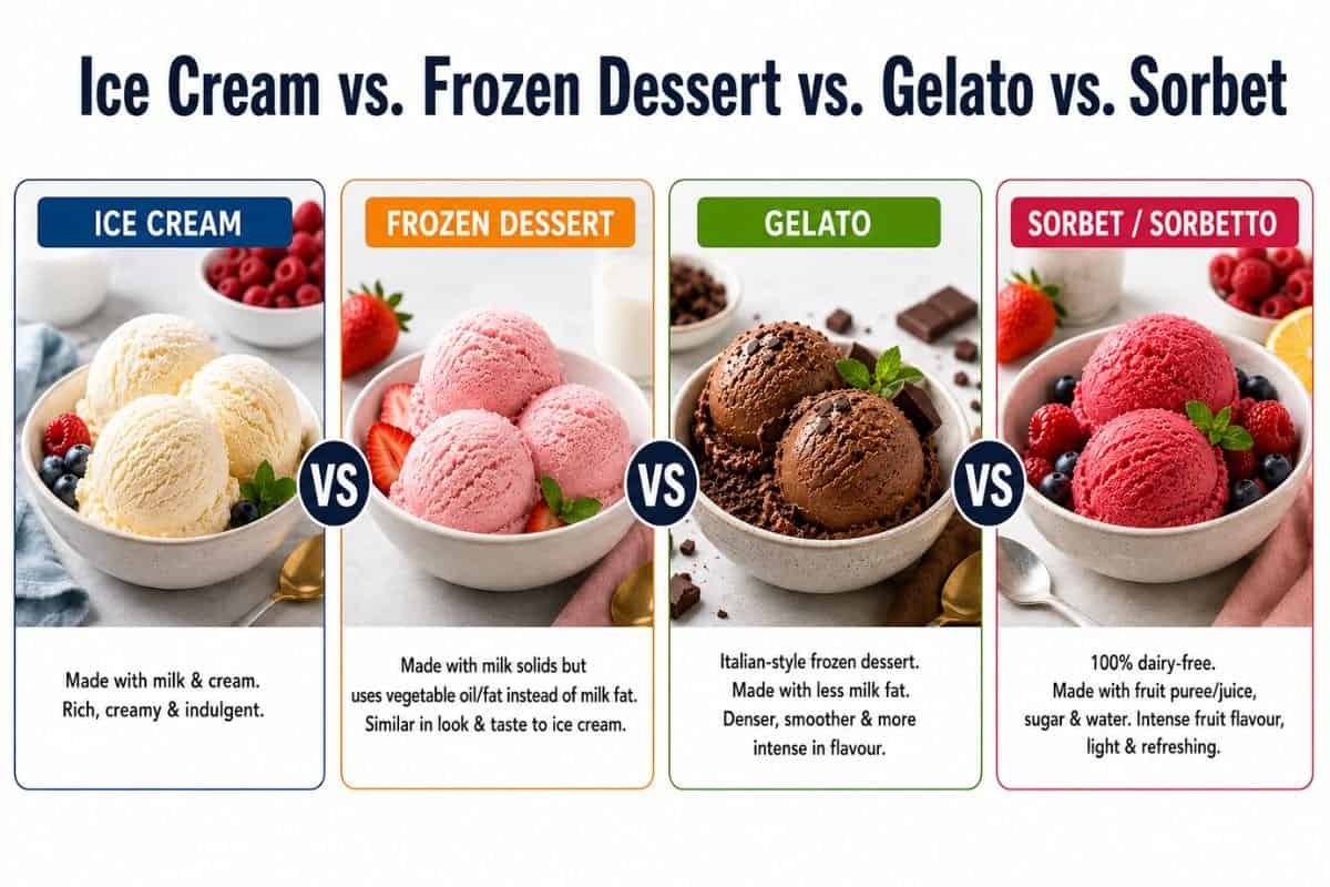 Ice Cream vs. Frozen Dessert vs. Gelato vs. Sorbet Understanding the Real Difference
