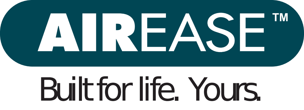 The image shows the Airease logo with the tagline "Built for life. Yours." in bold text on a white background.