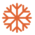 Orange snowflake icon with eight symmetrical branches on a white background.