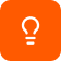 White light bulb icon centered on an orange rounded square background, evoking creativity and inspiration for your outdoor living space.
