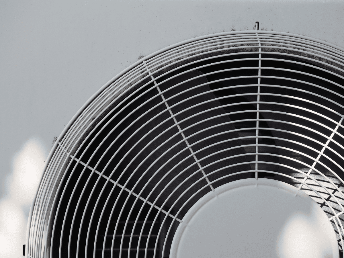 close up of an outdoor air conditioning unit