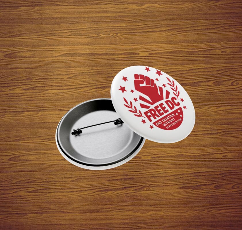 Free DC Button – End Taxation Without Representation Pin Badge