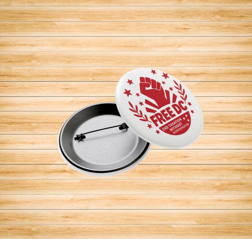 Free DC Button – End Taxation Without Representation Pin Badge