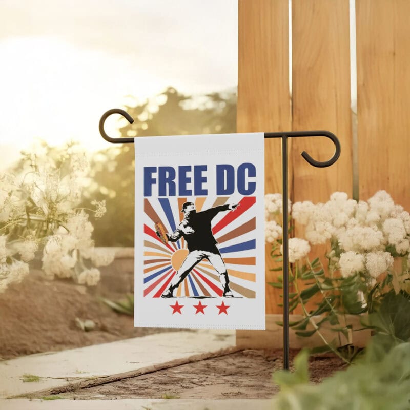 Free DC Flag – Activist Protest Banner with Sandwich Thrower Design