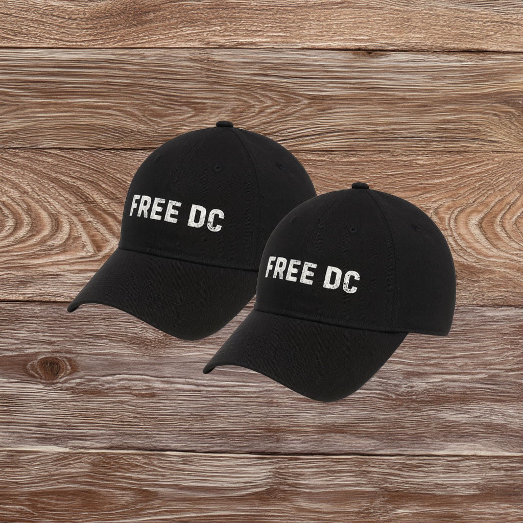 Free DC Hat, Distressed Embroidered Political Protest Cap, DC Statehood Rights Hat
