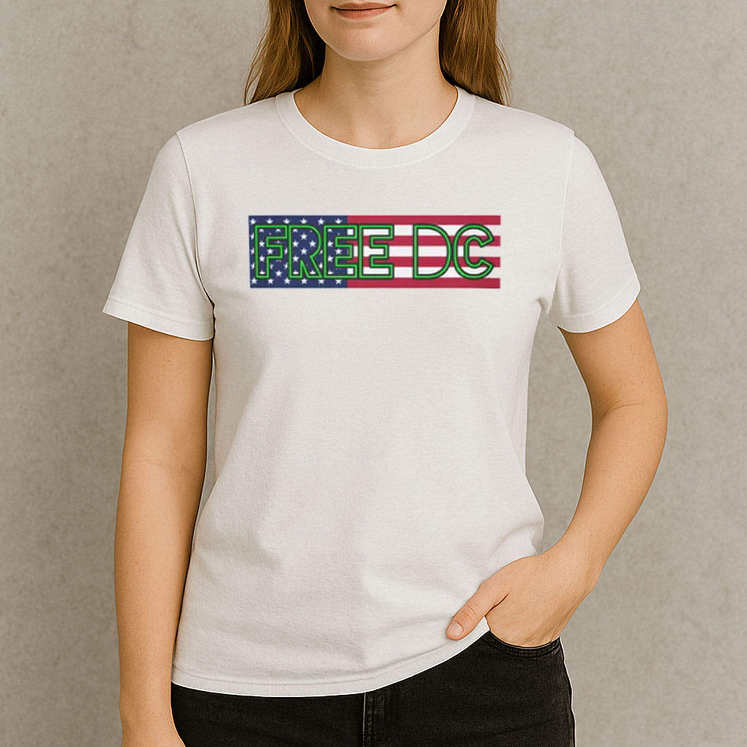 Free DC Political Shirt – American Flag Equality Activist Tee