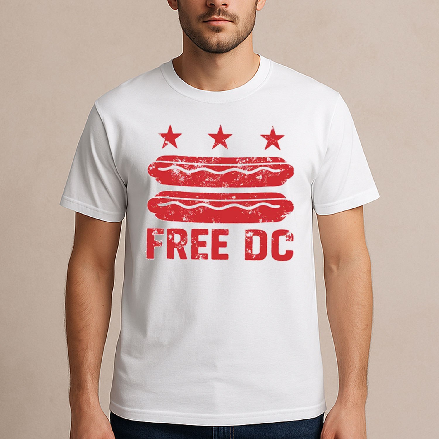 Free DC Protest Shirt – Activist Political Tee with Hotdog Design