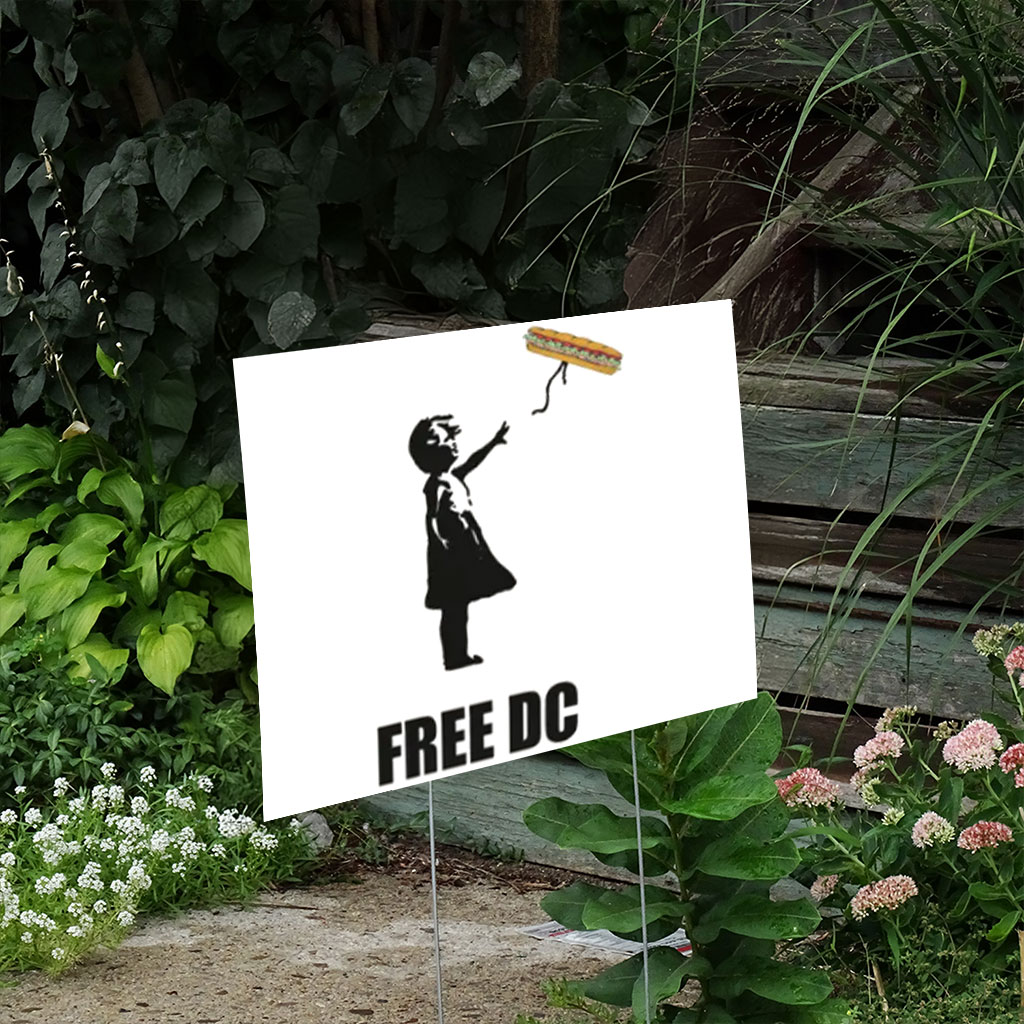 Free DC Sandwich Thrower Yard Sign – Washington Statehood Protest Lawn Banner