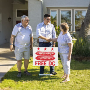 Free DC Yard Sign – Activist Protest Lawn Sign with Hotdog Design