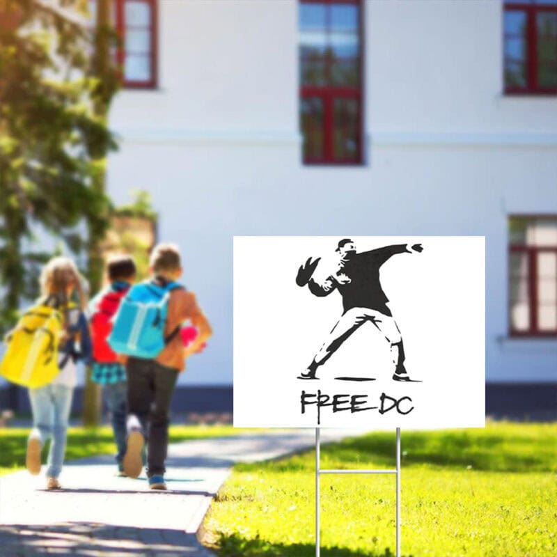 Free DC Yard Sign – Banksy Inspired Washington Statehood Protest Lawn Sign
