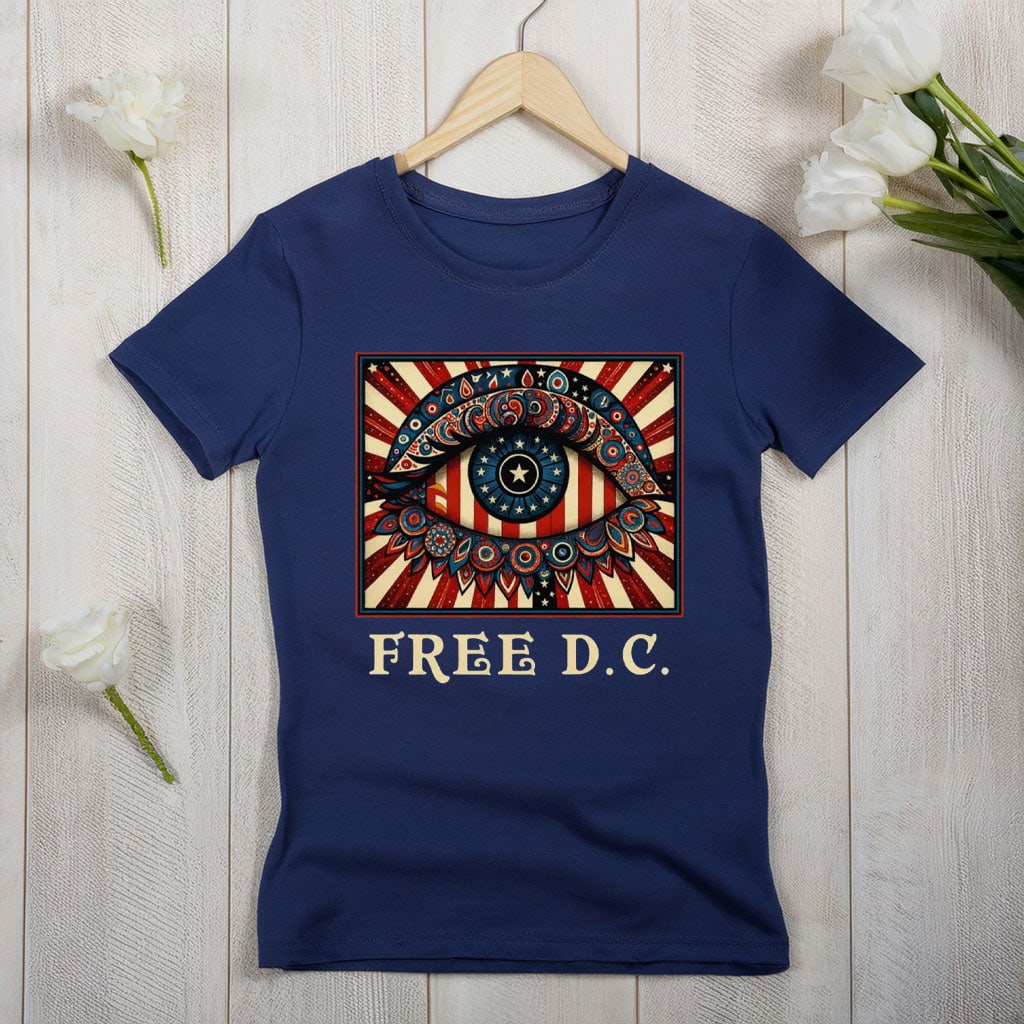Free DC T-Shirt – Washington DC Statehood Rights Tee, Activist Campaign Shirt