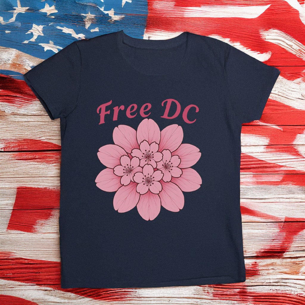 Washington DC Statehood & Activism Tee, Free DC Cherry Blossom Protest T-Shirt
