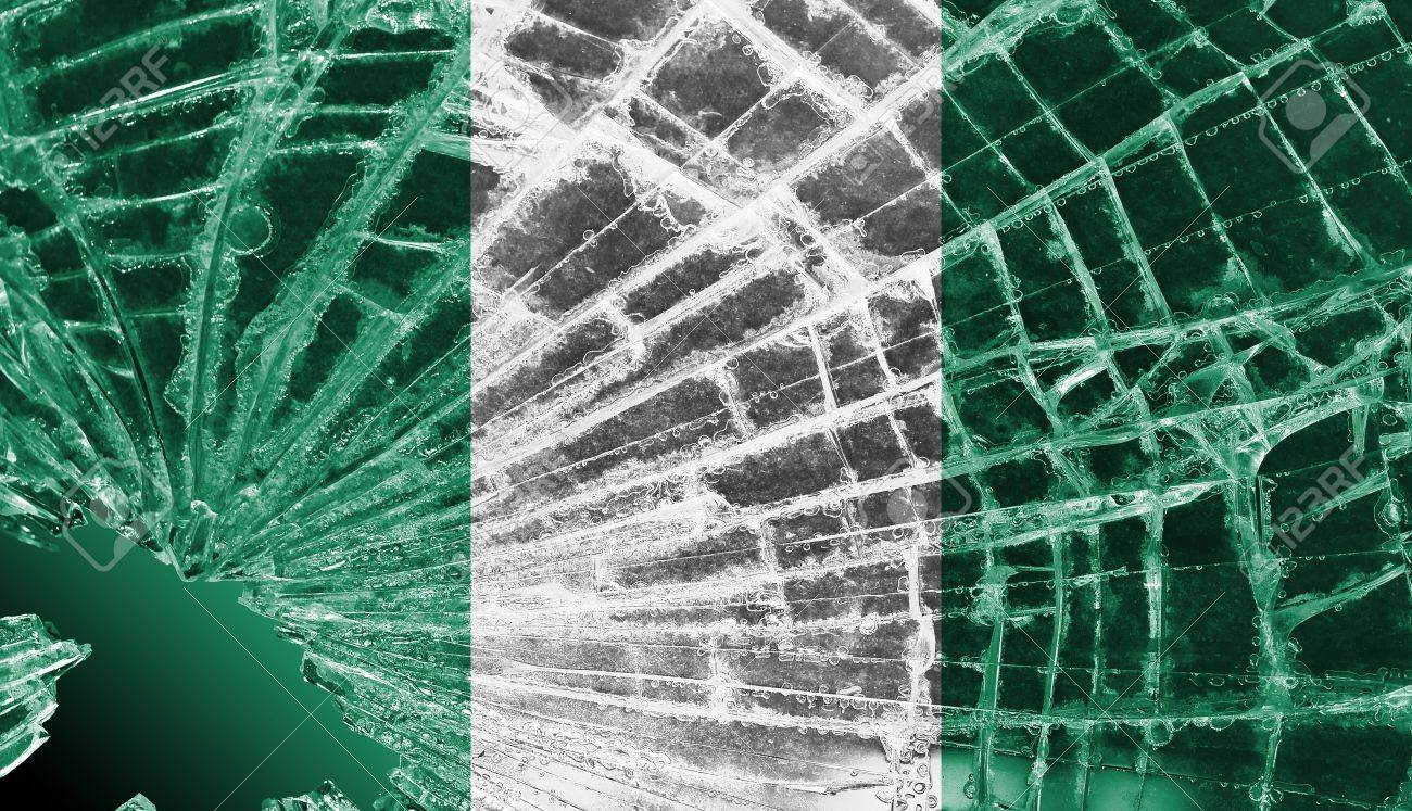 18340124 isolated broken glass or ice with a flag nigeria