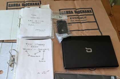 Evidence seized by the Garda National Economic Crime Bureau