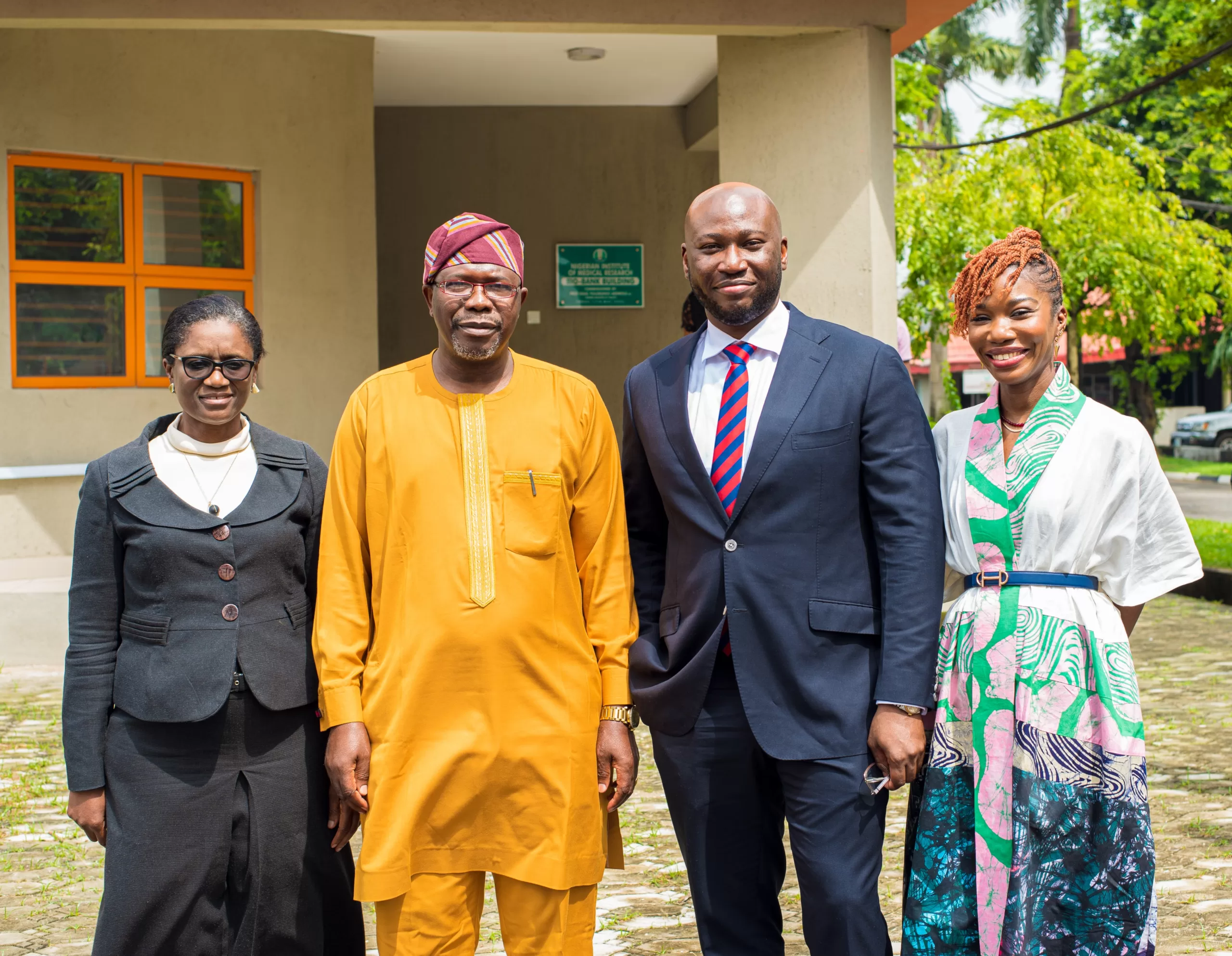 From left NIMRs Prof Rosemary Audu and Prof Babatunde Salako and Syndicate Bios Dr Abasi Ene Obong and Estelle Dogbo scaled