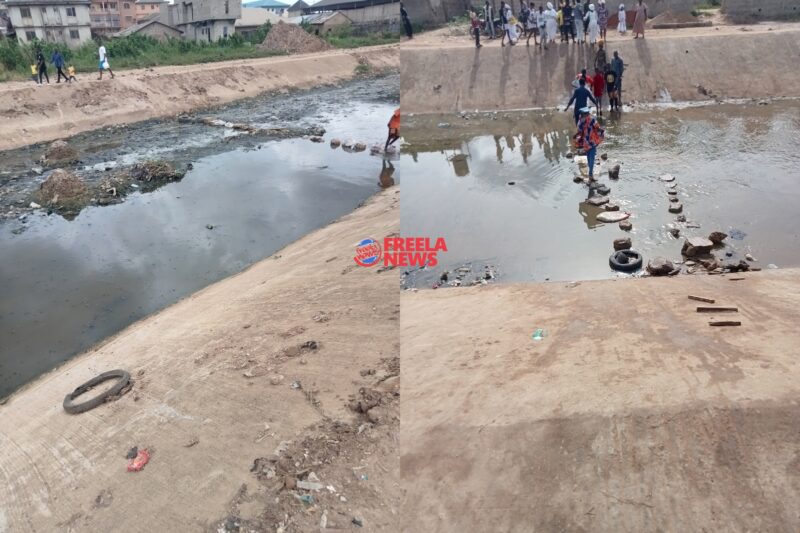 Images of people crossing the canal