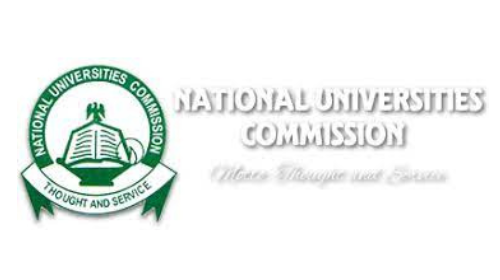 NATIONAL UNIVERSITIES COMMISSION (NUC) logo featuring an open book and green emblem, representing Nigeria's higher education regulatory authority.