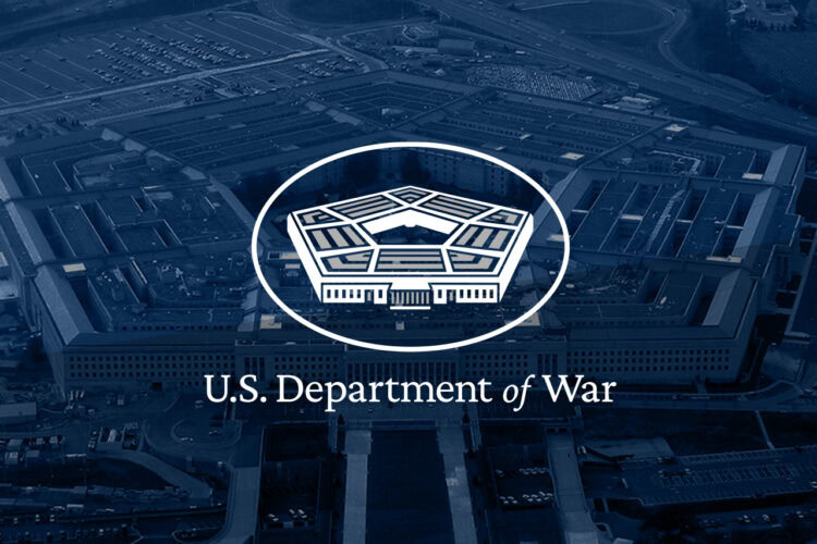 U.S. Department of War office building, aerial view, modern design, government facility, strategic military headquarters, complex architecture, urban infrastructure, drone perspective, security, federal administration.