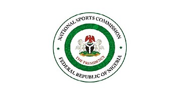 National Sports Commission Nigeria emblem, official logo of Nigeria's sports governing body, featuring coat of arms with eagle and horses, representing sports administration in Nigeria.