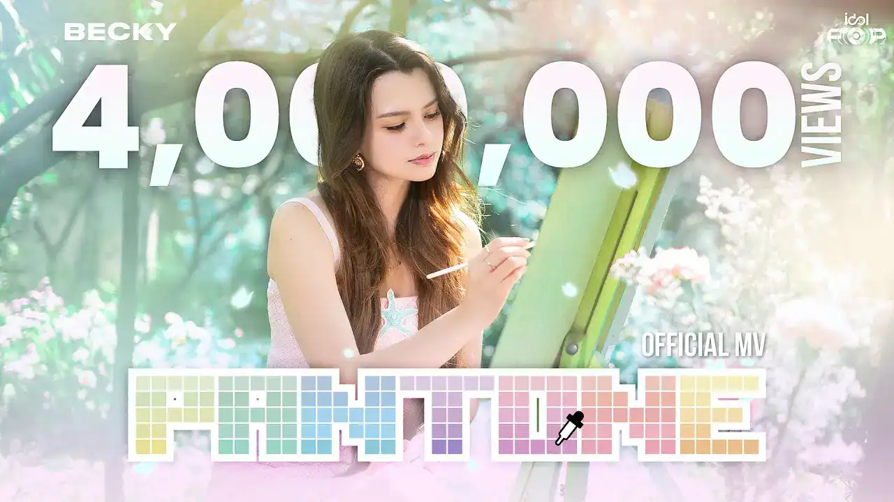 Becky Armstrong in the Pantone music video (2024), blending idol pop visuals and sound
