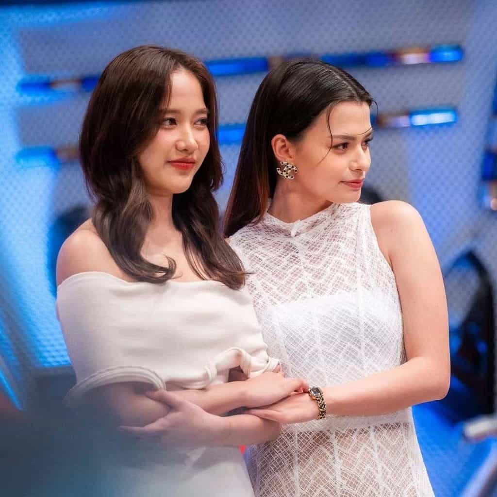 Freen Sarocha and Becky Armstrong, beloved Thai acting duo from GAP the Series, pictured together in 2025 during a public appearance.