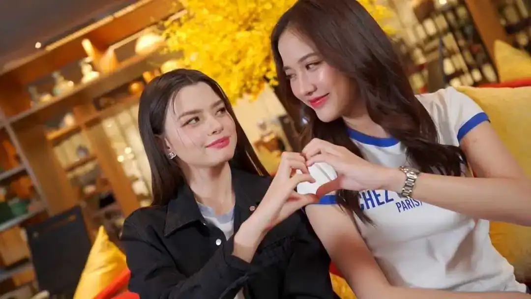 Freen Sarocha and Becky Armstrong posing together in a 2025 FreenBecky fanshoot.