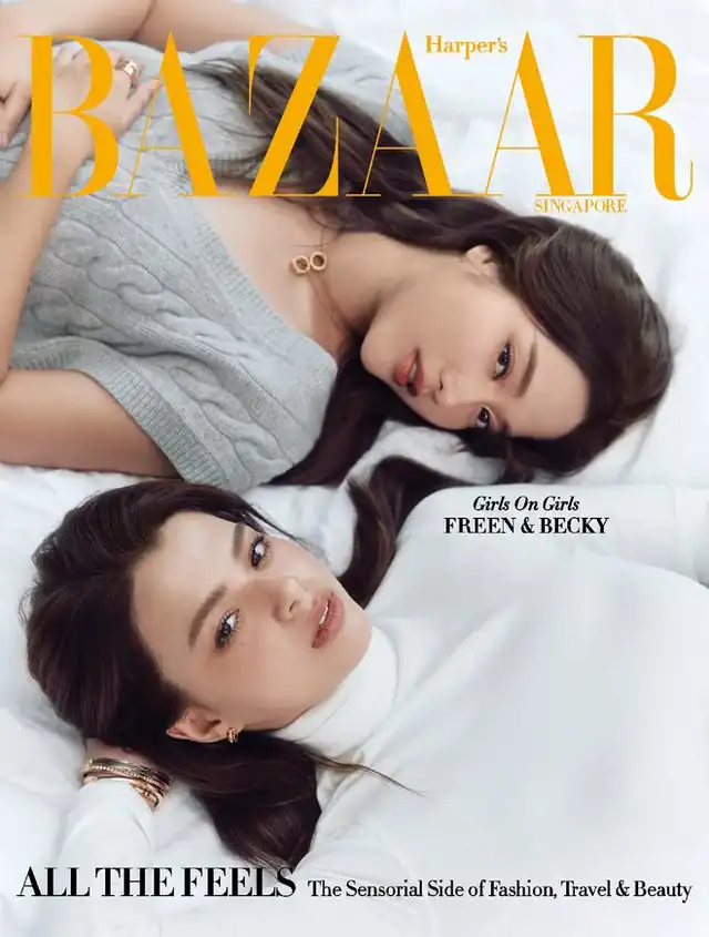 Freen Sarocha and Becky Armstrong on the cover of Harper&rsquo;s Bazaar Singapore, May 2024