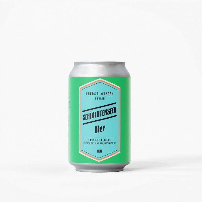 Gluten-free craft beer can from FUERST WIACEK Brewery in Berlin, featuring a modern design and fresh ingredients, highlighting unique brewing techniques and quality.