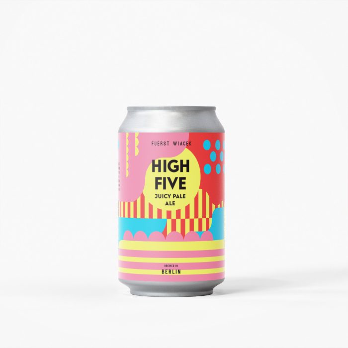 Can of High Five Pale Ale by Fuerst Wiacek Brewery featuring vibrant, colorful abstract design. Perfect for craft beer enthusiasts and lovers of unique pale ales.