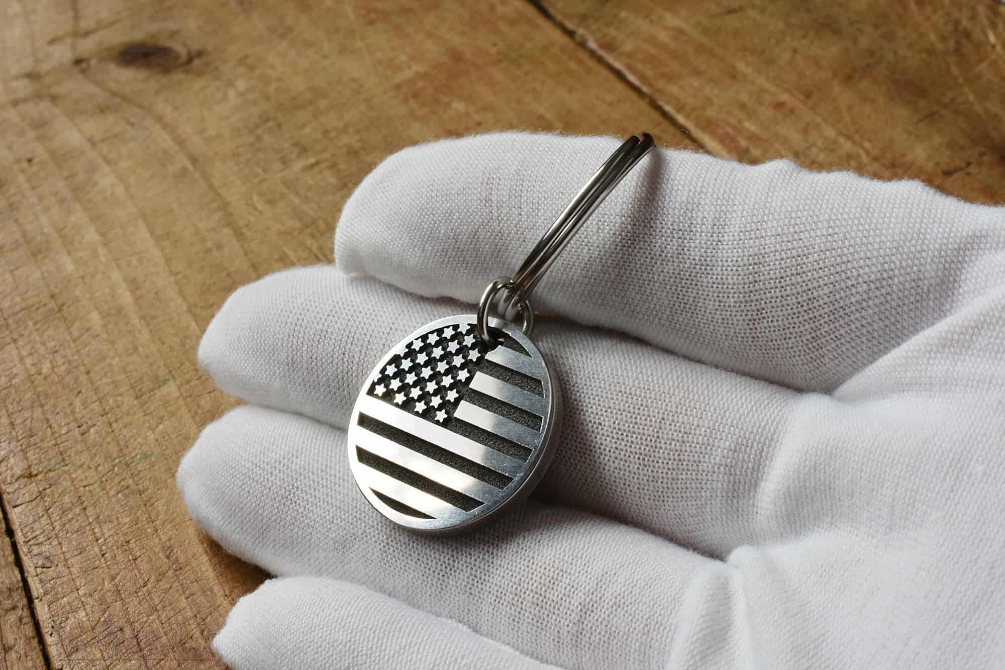 Personalized US flag keychain