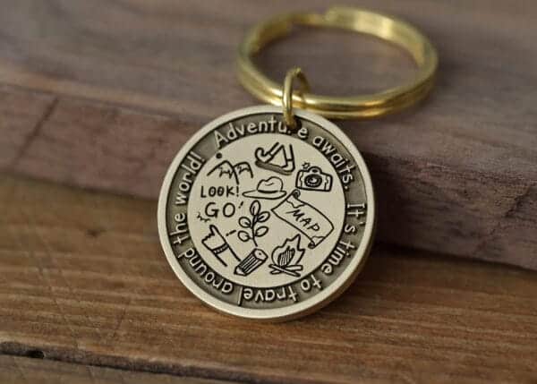 Personalized brass adventure awaits keychain FM-251