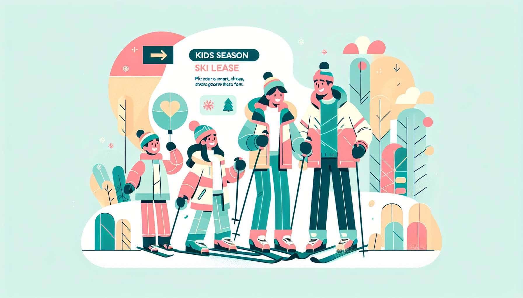 kids season ski lease – seasonal family activity illustration