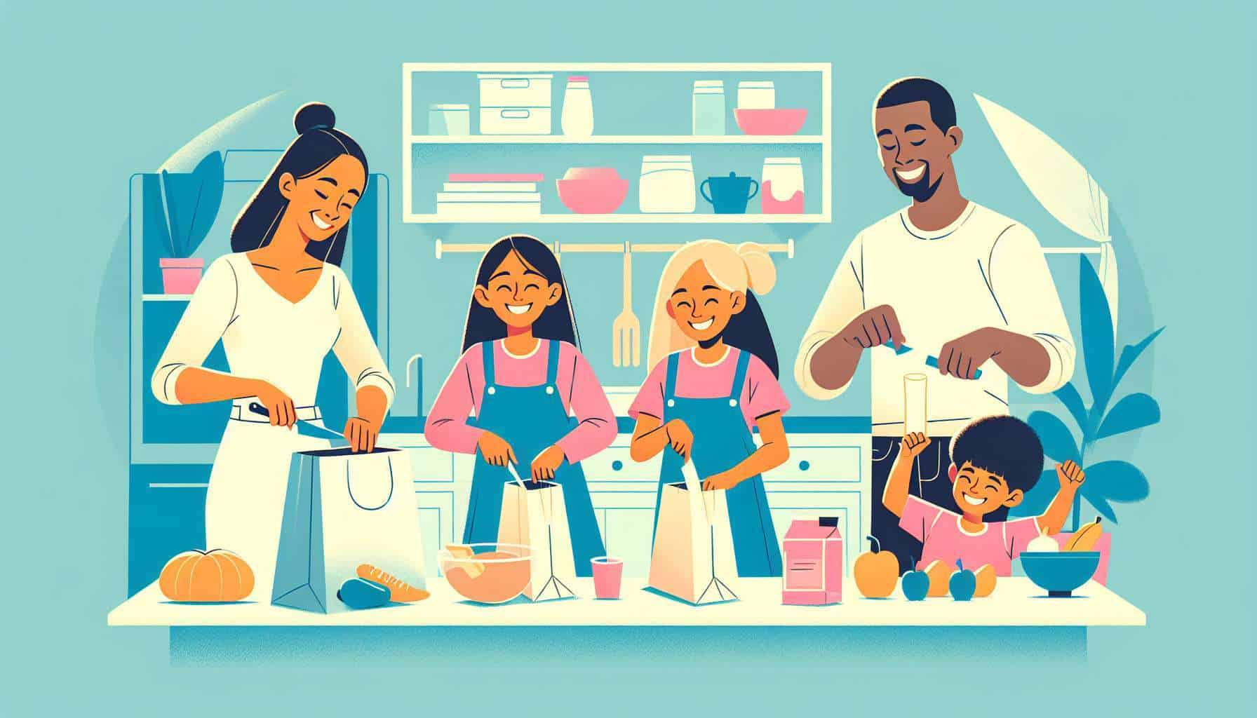 school breakfast in bags – easy family recipe illustration