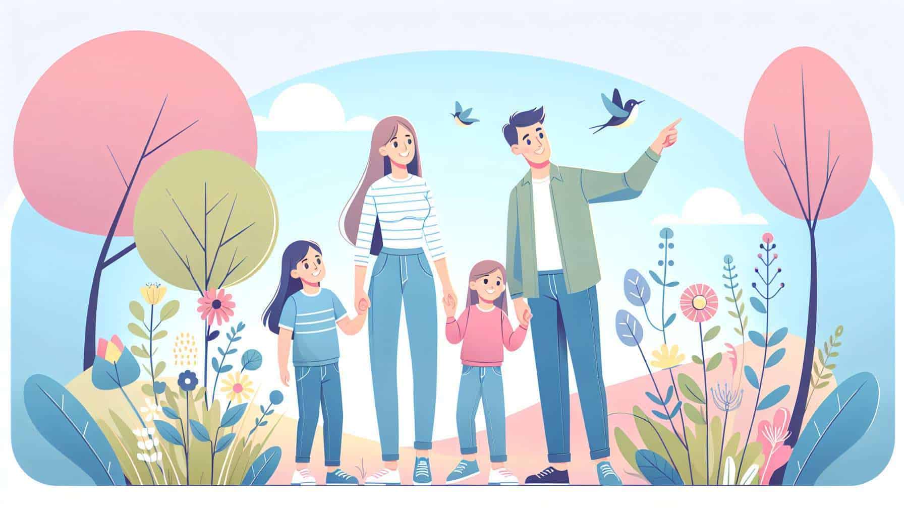 Spring Nature Walk Ideas – seasonal family activity illustration