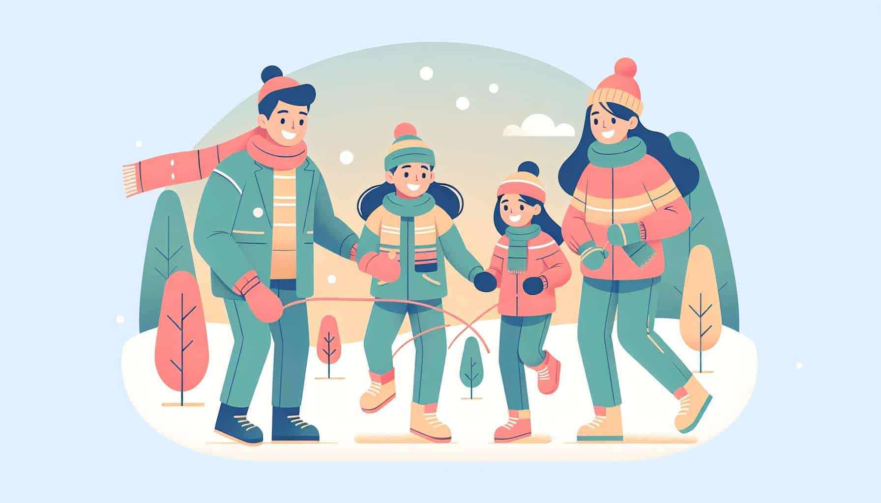 things to do outside when it's cold but not snowing – kids outdoor games illustration