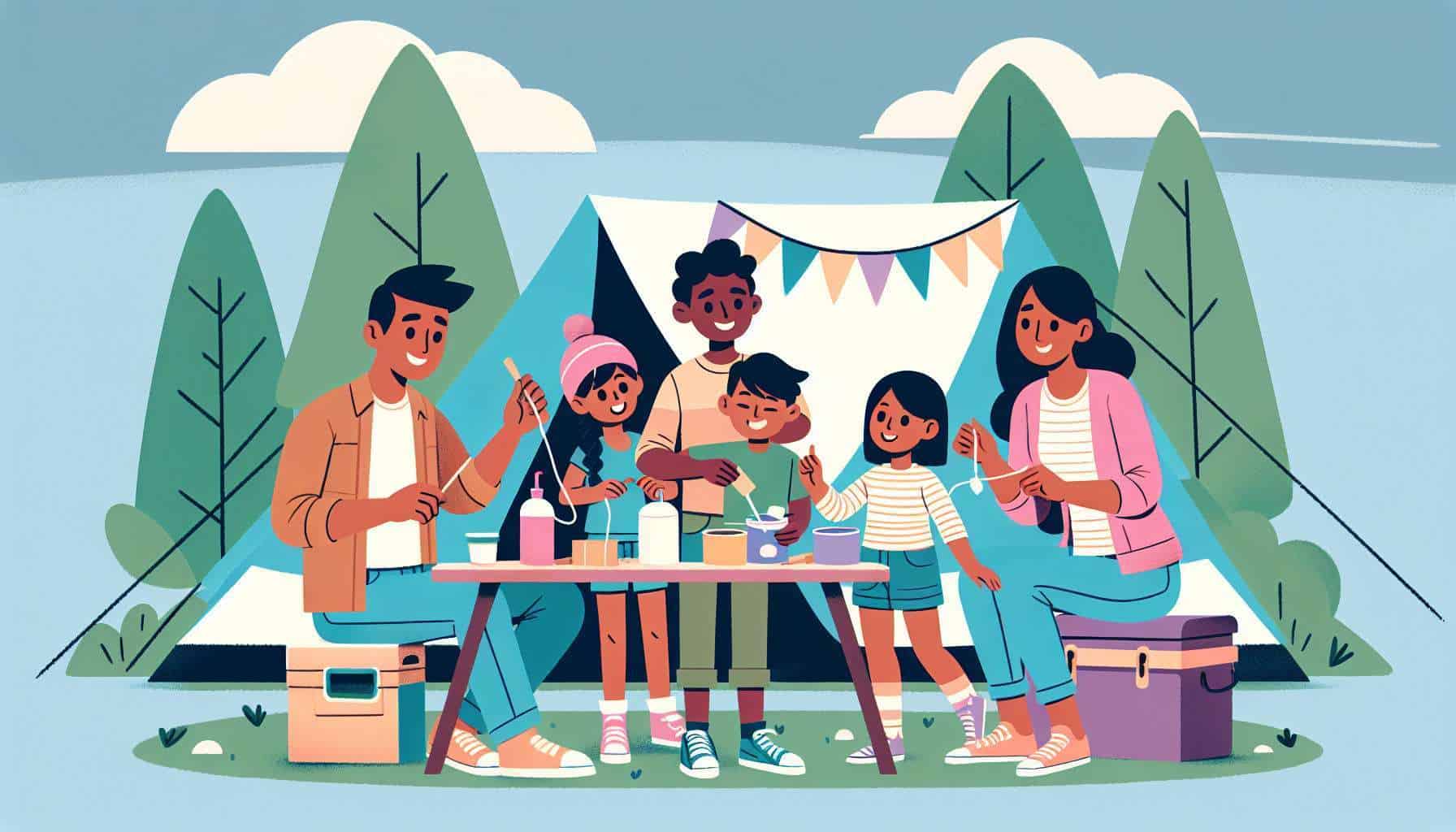 camping crafts for kids – step-by-step kids craft illustration