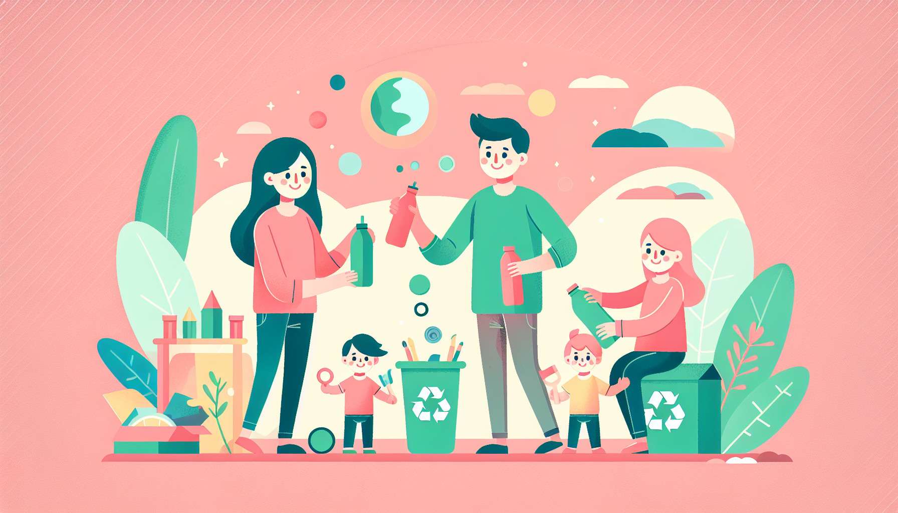 Crafts to Teach Recycling – step-by-step kids craft illustration