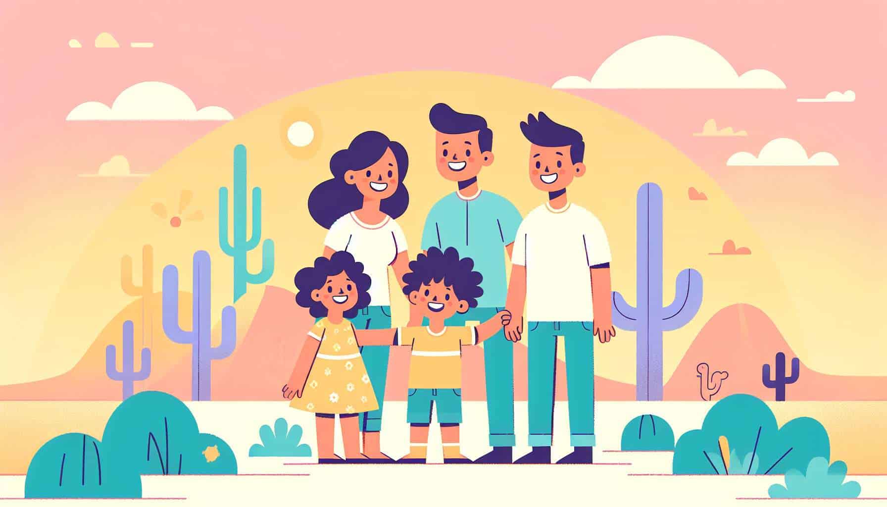 fun family things to do in arizona – kids outdoor games illustration