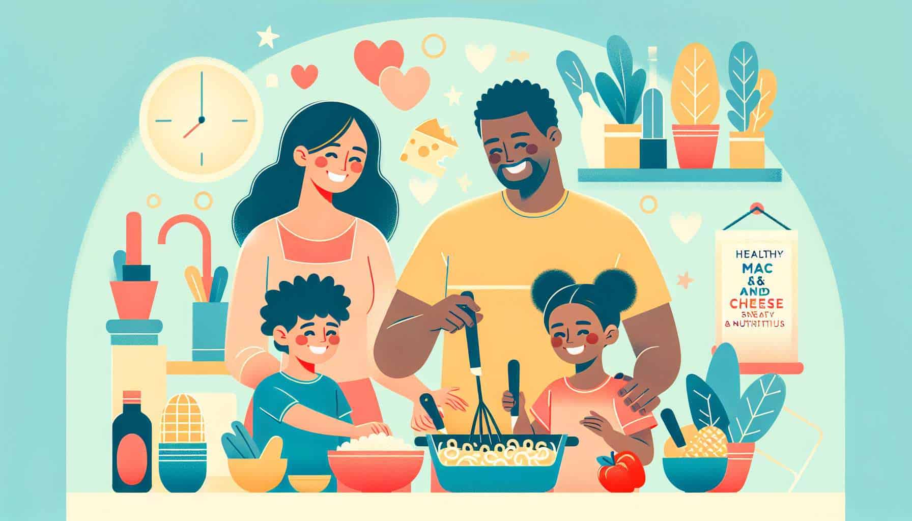 healthy mac and cheese for kids – easy family recipe illustration