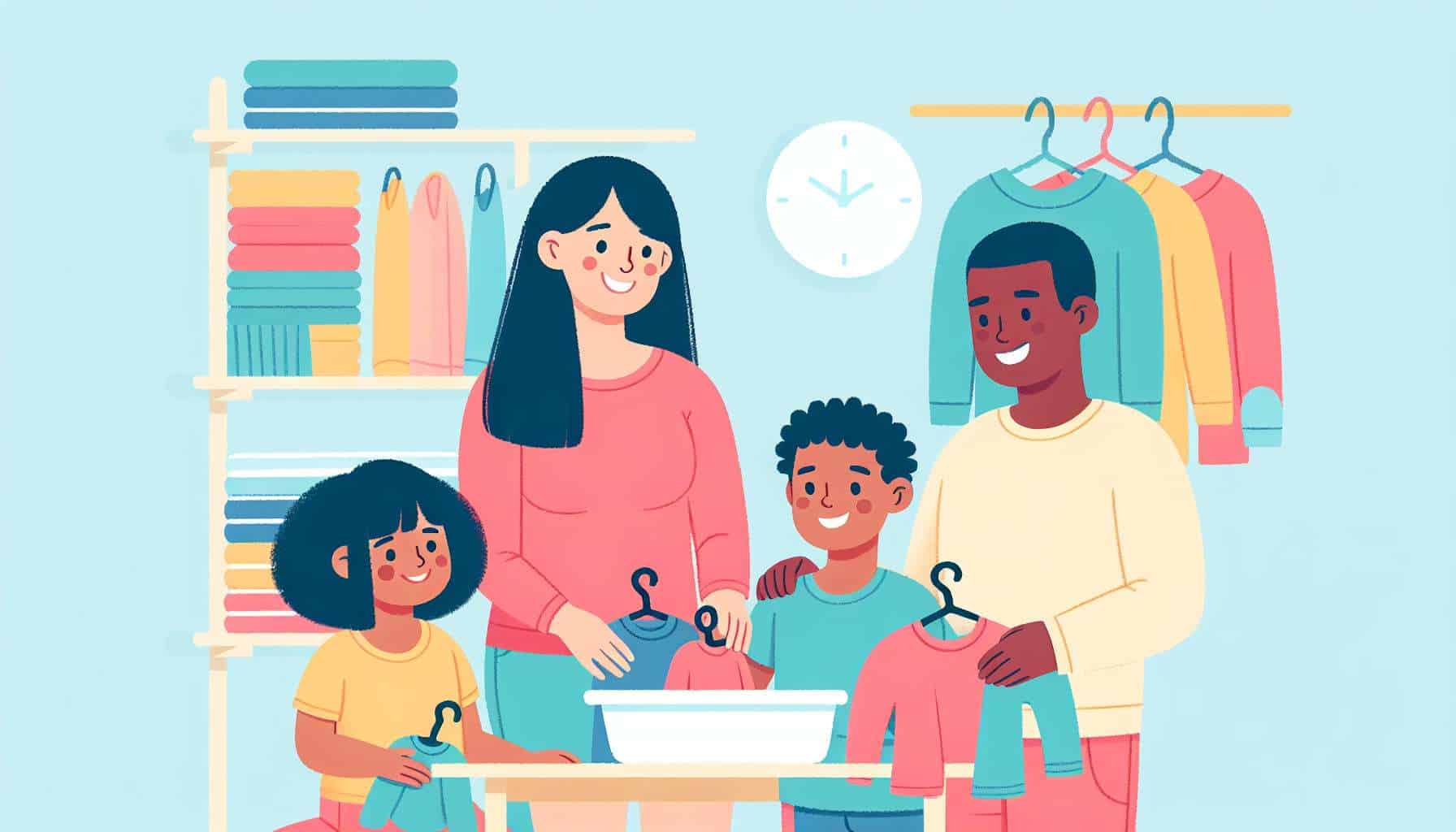 Organizing Seasonal Clothing – family-friendly illustration
