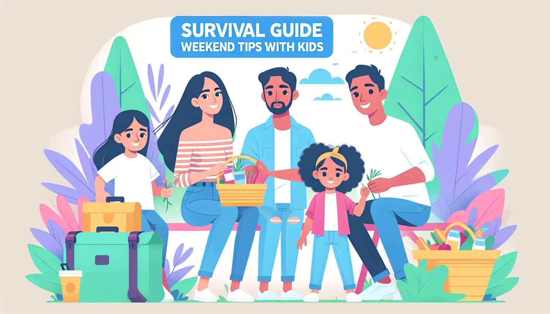 weekend trips with kids – family-friendly illustration