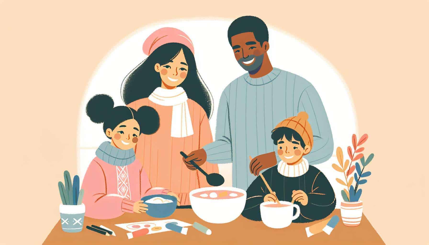 Winter Comfort Foods for Families – seasonal family activity illustration