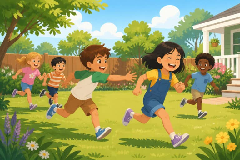games like tag for kids playing outdoor games illustration