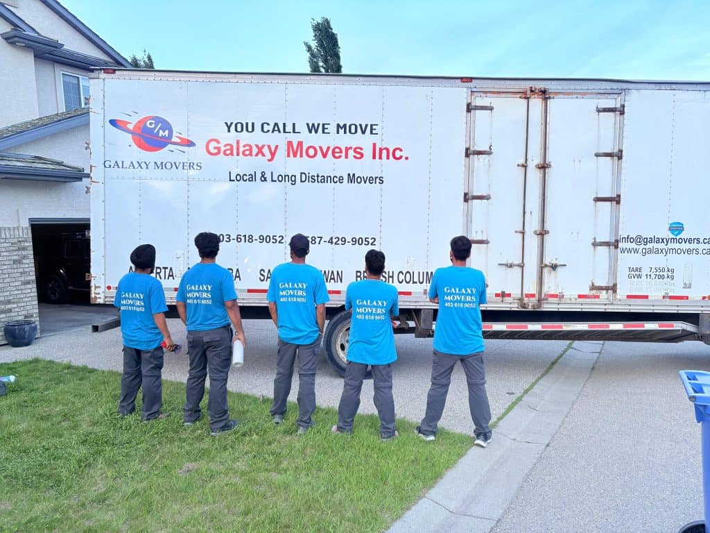 Reliable Calgary moving company Galaxy Movers Inc. team preparing for local and long-distance moves.