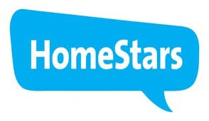 Professional moving company logo with "HomeStars" branding in a blue speech bubble.