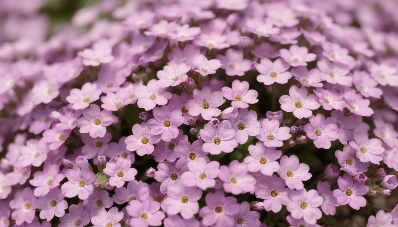 Zbliżenie na fioletowo-różowe kwiaty żagwinu ogrodowego w pełnym rozkwicie, które prezentują się wspaniale na tle zielonych liści. Kwiaty te, o dużych i półpełnych kształtach, doskonale nadają się do ogrodów skalnych oraz rabat, tworząc kolorowe kobierce w wiosennym słońcu.