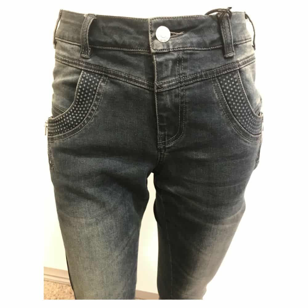 ASP Jeans med slid look og lynlås ved lomme