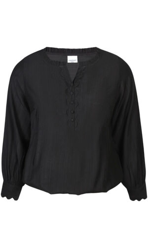 Zhenzi bluse med flæse kant i kraven